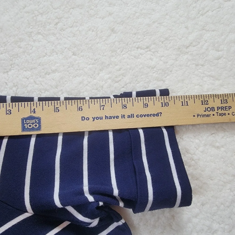 Lauren Ralph Lauren Top Women 1X Navy Blue White Striped Boat Neck Short Sleeve - Picture 4 of 8